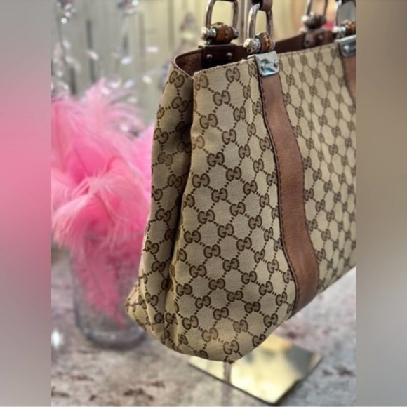 Authentic Gucci Libeccio Bamboo Canvas Large Tote w/COA - Picture 13 of 16